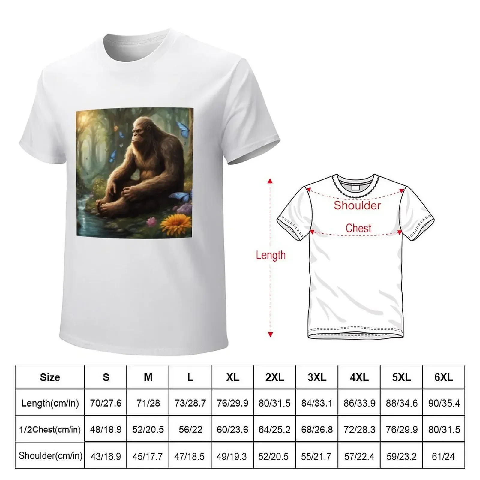 Bigfoot by a stream T-shirt Blouse quick-drying customizeds black t shirts for men