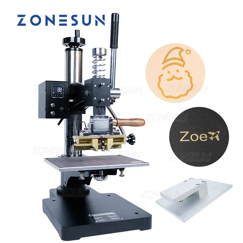 ZONESUN Heat Press Machine Custom Brass Mold Paper Box Leather Plastic Embossing Bronzing Hot Foil Stamping Machine ZS-190