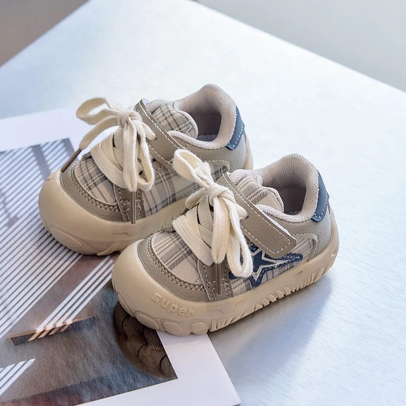 2026 New Autumn Children Shoes Leather Breathable Kids Casual Shoes Star Non-slip Fashion Toddler Girls Boys Sneakers 16-25