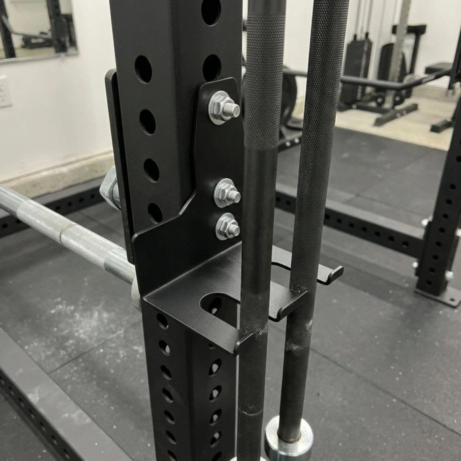 Barbell Storage Bracket Space-Saving Power Rack Mounted Barbell Hook Protective Coating Noise Reducing for Lifters, Home Gym