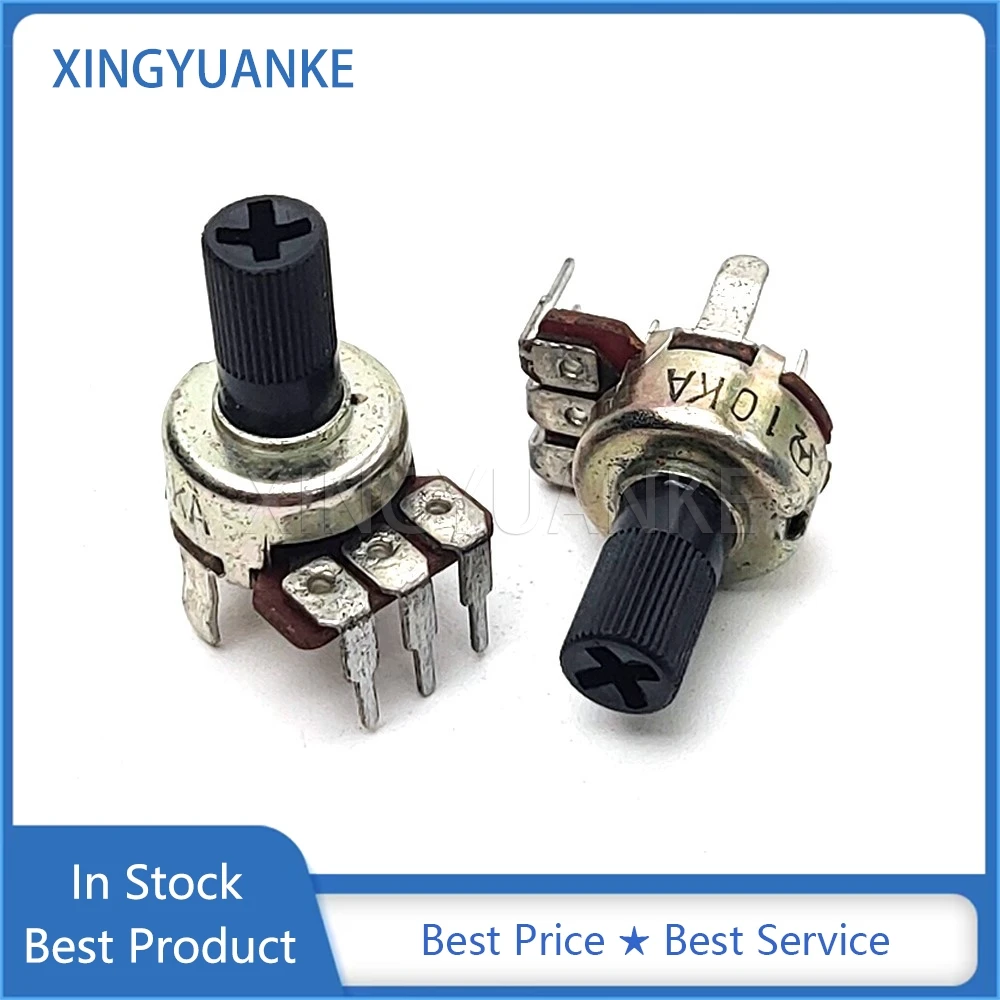 5PCS 121 Type Single 3-Pin A1K A10K Audio Volume Rotary Potentiometer A102 A103 Diameter 12MM Flower Shaft Length 10MM