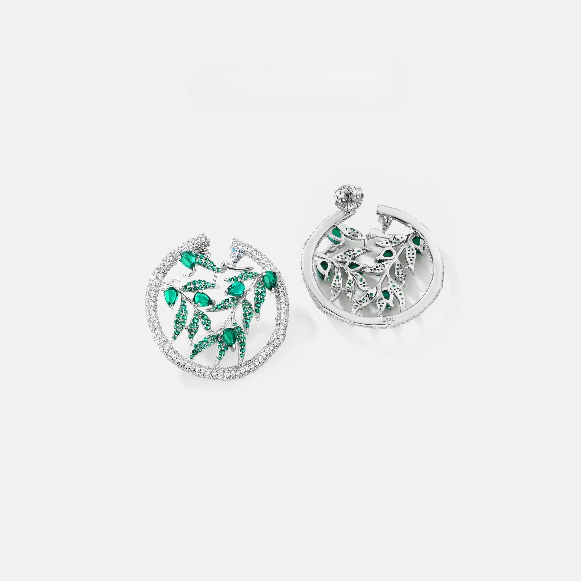 New S925 Sterling Silver Earrings with Bamboo Leaf Shaped High Carbon Diamonds, High-end Jewelry for Weddings