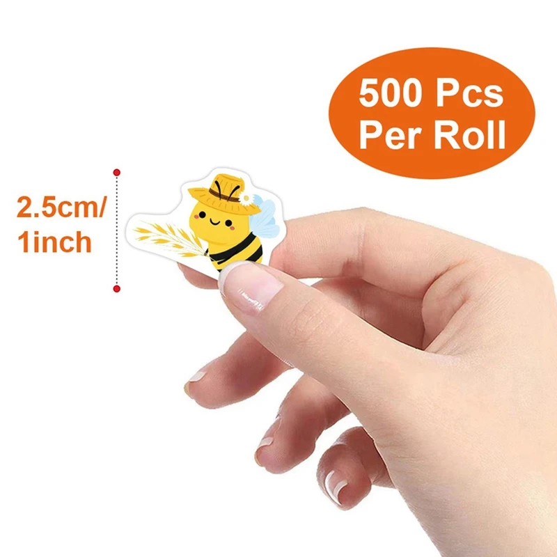 Bee Stickers Roll - 500 Pcs Cute Bee Kindergarten Stickers for Christmas Favors, Office Supplies & Crafts