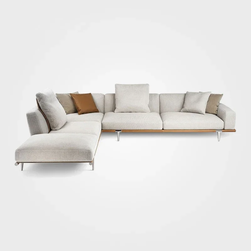 All leather sofa first layer cowhide living room large flat layer high foot designer straight row high-end sofa