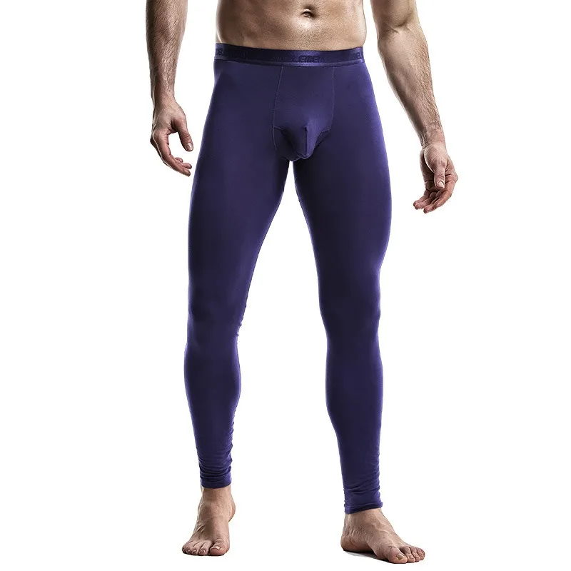 Men Leggings Pants Thermal Underwear Bottoms Penis Pouch Fitness Muscle Bodybuilding Tights Trousers Breathable Sleep Bottoms