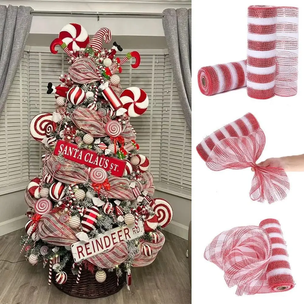 

Shiny Christmas Decoration Mesh Ribbon DIY Craft Colorful Christmas Flower Wreath Mesh Net Flexible Xmas Tree Ribbon