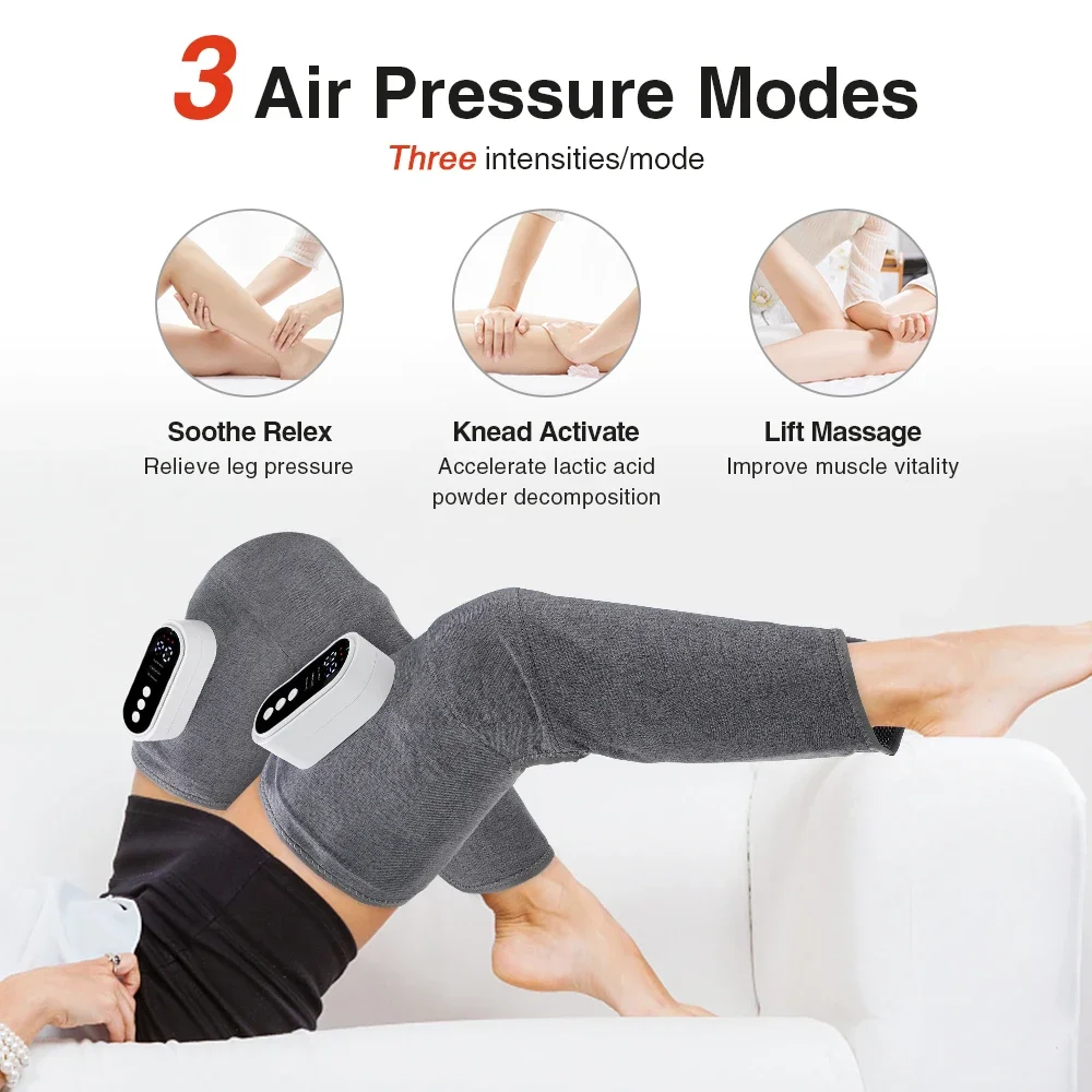 Electric Calf Massager with 3-Speed Hot Compress Air Pressure Leg Massage Apparatus Air Compression Leg Massage Machine Relax