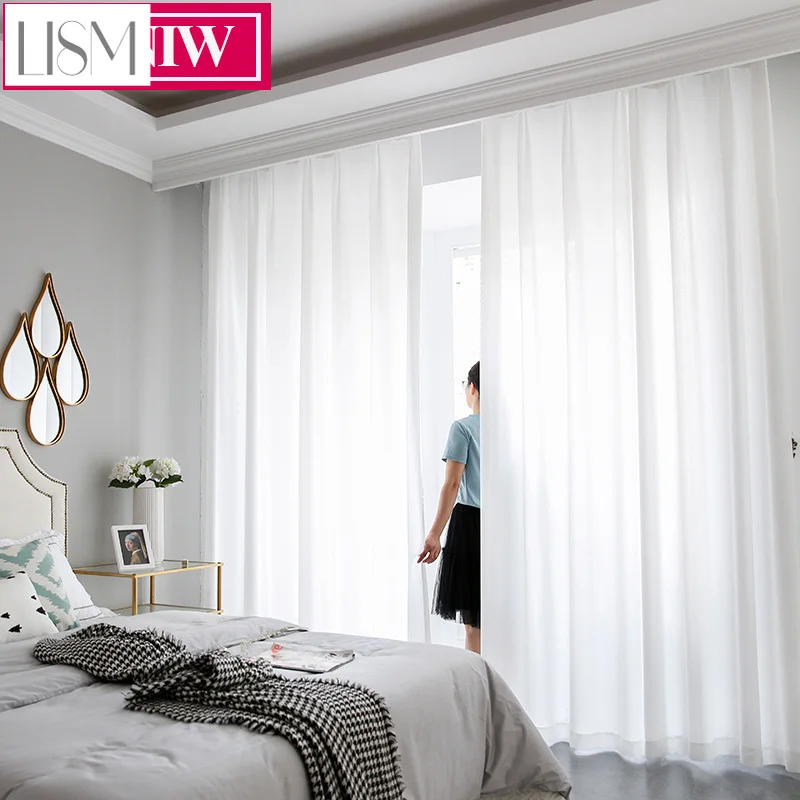 

Custom Size Super Soft Luxurious Chiffon Solid White Sheer Curtain For Living Room Bedroom Decoration Window Voile Tulle Cortina