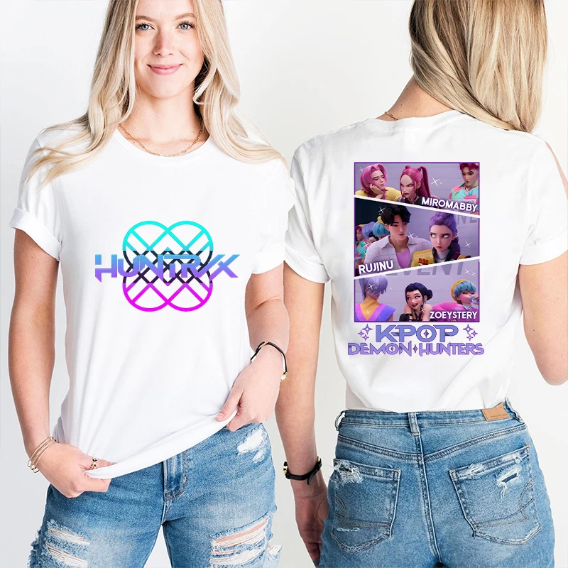 Magliette da donna Camicie Moda Kpop Demon Hunters HUNTRX T-shirt Abiti estetici femminili per le donne Coreano Anime Grafica Y2k Top