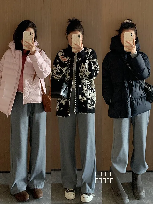 

Осенне-зимние спортивные брюки из ацетатной шерсти с подкладкой, с высокой талией, прямые, повседневные, в корейском стиле