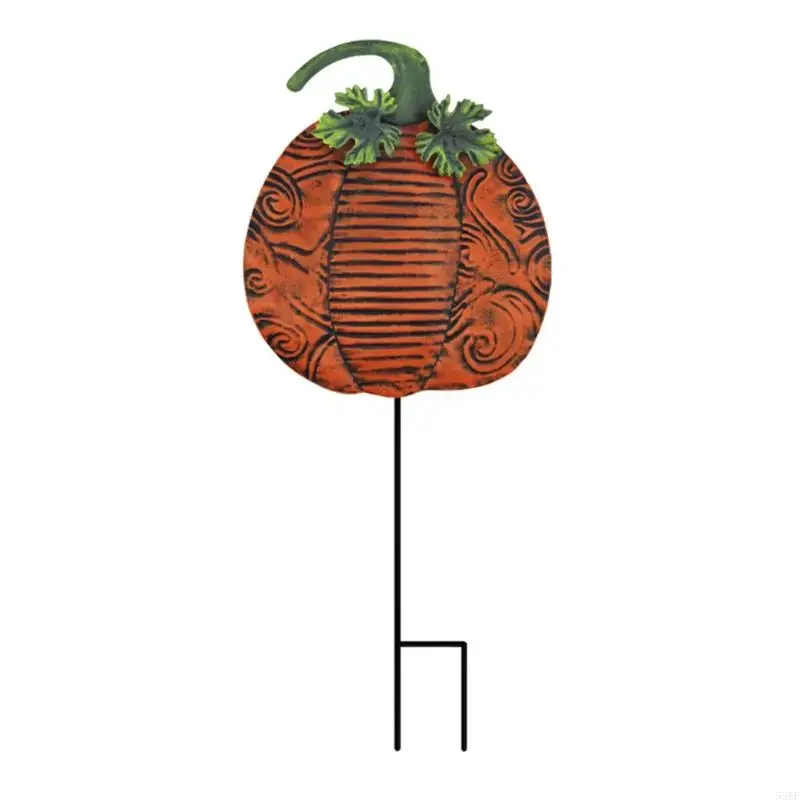 Iron Pumpkin Garden Stake for Natural Wind Motion in Outdoor Lawns 55KF