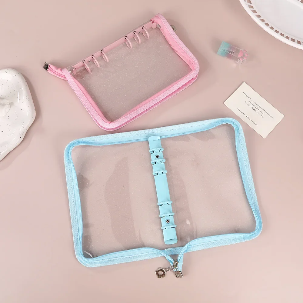 A5 A6 Glitter Zipper Binder Photo Card Collection Book Postcard Organizer Diary Notebook School Stationery