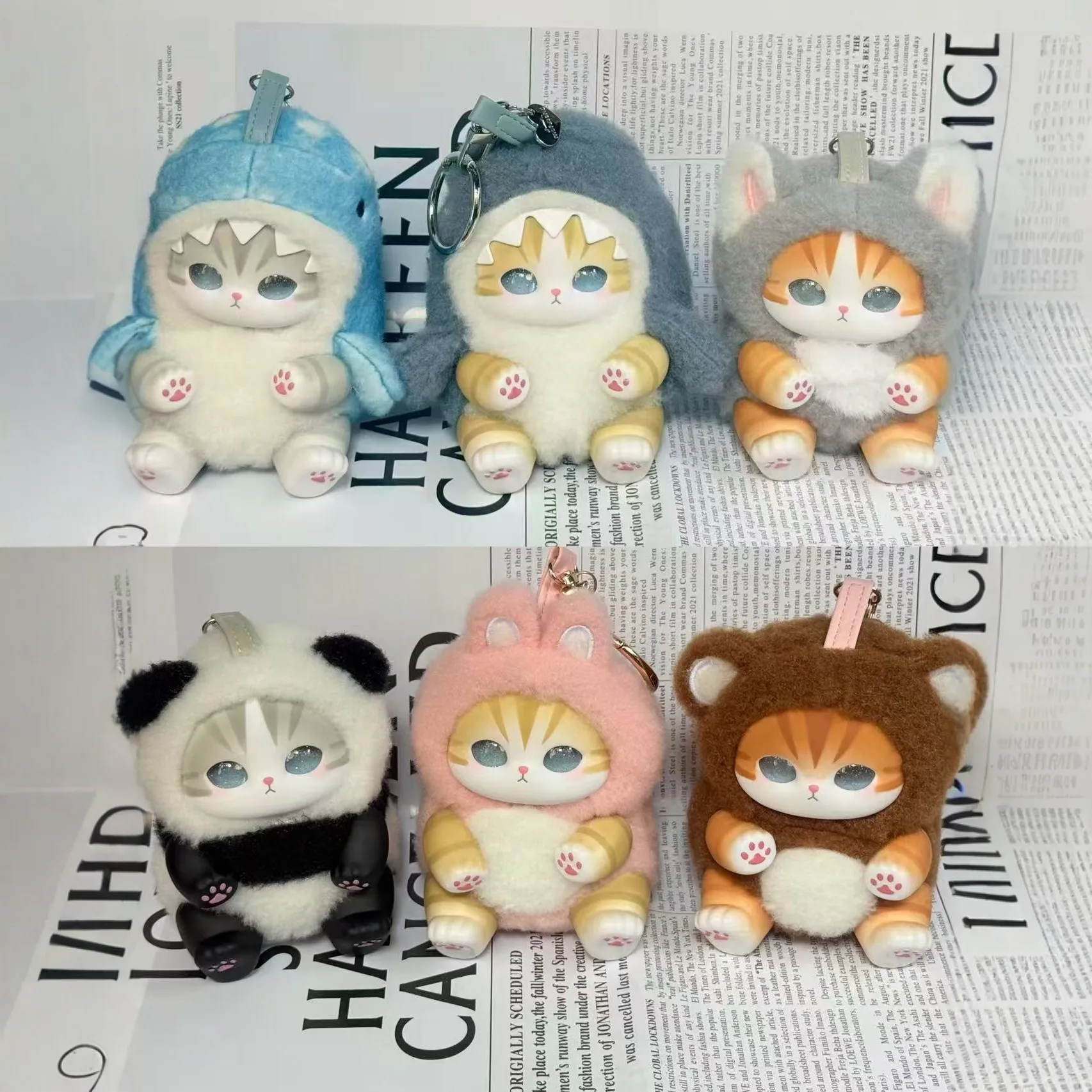 Vinyl Plush Keychain Japanese Style Cute Shark Cat Animal Costume Bag Gift For Bag Decoration Reproduction Version