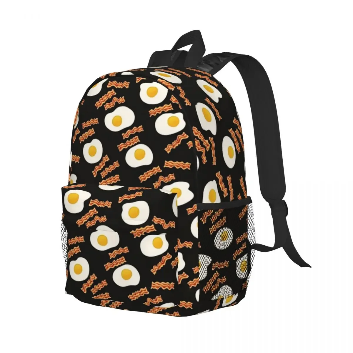 Mochila escolar de Bacon y huevos para desayuno, bolso de hombro de gran capacidad para estudiantes de dibujos animados, para adolescentes