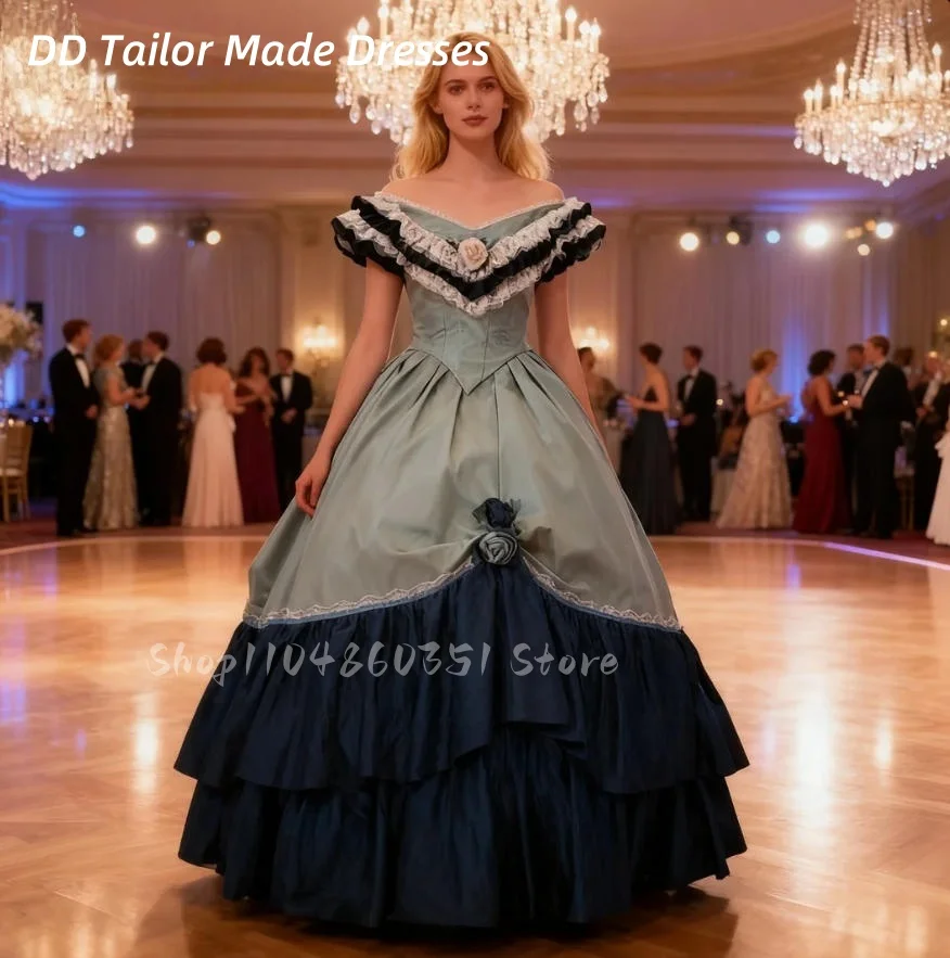 1860s Vintage Victorian Prom Dress V-Neck Floor Length Southern Bell Dress Civil War Crinoline Queen Princess Gown Customized