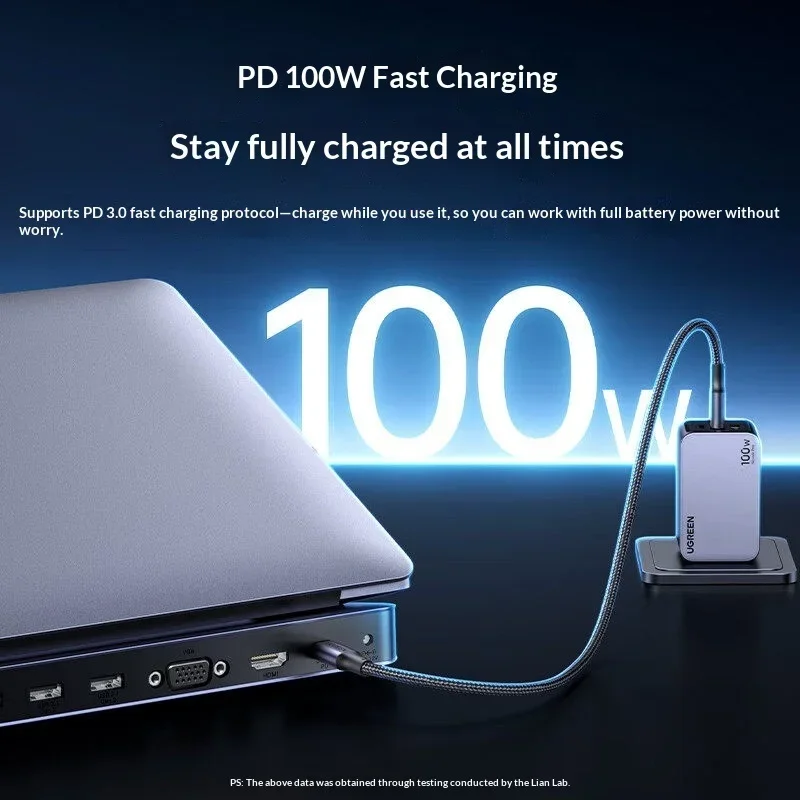 UGREEN 60571 USB-C Hub 11-in-1 Laptop Stand Dock HDMI 4K30Hz VGA PD100W USB 3.0 5Gbps Gigabit Ethernet SD TF 3.5mm Audio