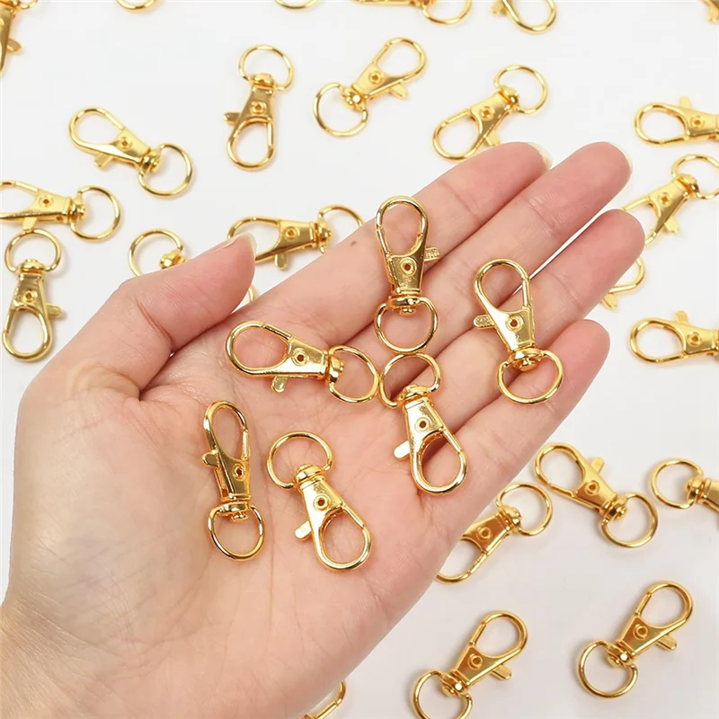 HHO-Gold Metal Lanyard For Keychain Hooks 100PCS Swivel Snap Hooks With For Key Rings, Lobster Clasps For Key Jewelry DIY Crafts