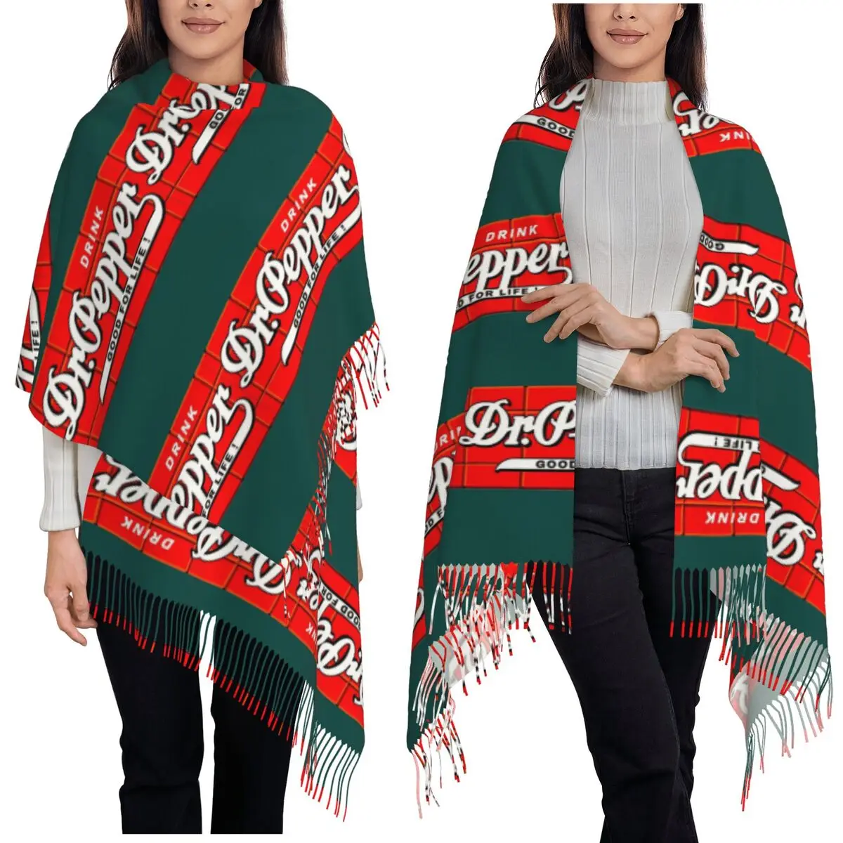 Dr Pepper Good For Life Scarf Tassel Scarves Women Soft Warm Shawls and Wraps Large Fall Winter Shawl Wrap