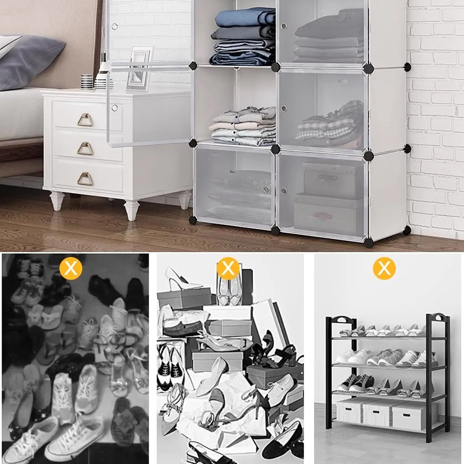 Freestanding Shoe Rack Stackable Organizer Clear Door Easy Assembly For Closet Entryway Living Room Small Space, Customized