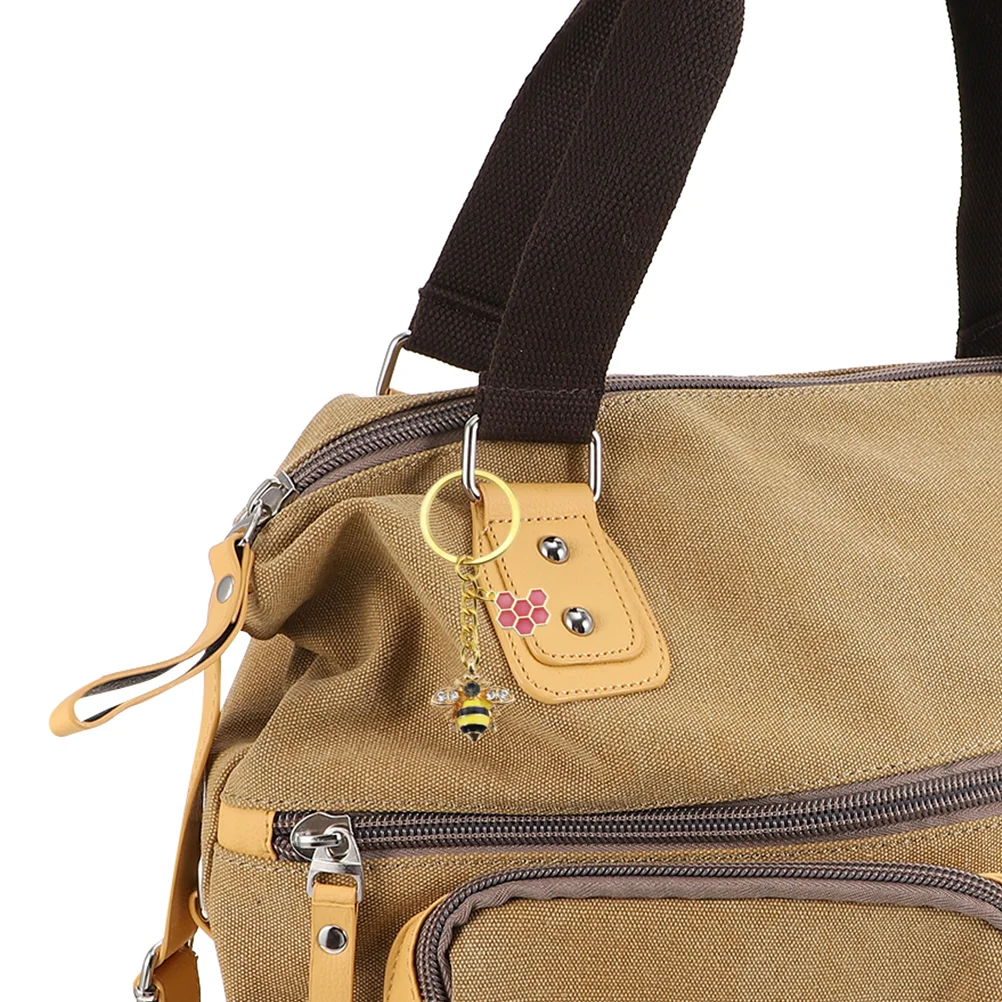 Cellular Bee Key Chain Decor Yellow Hanging Prop Alloy Handbag Backpack nament Trendy Key Hanging Decor Accessories