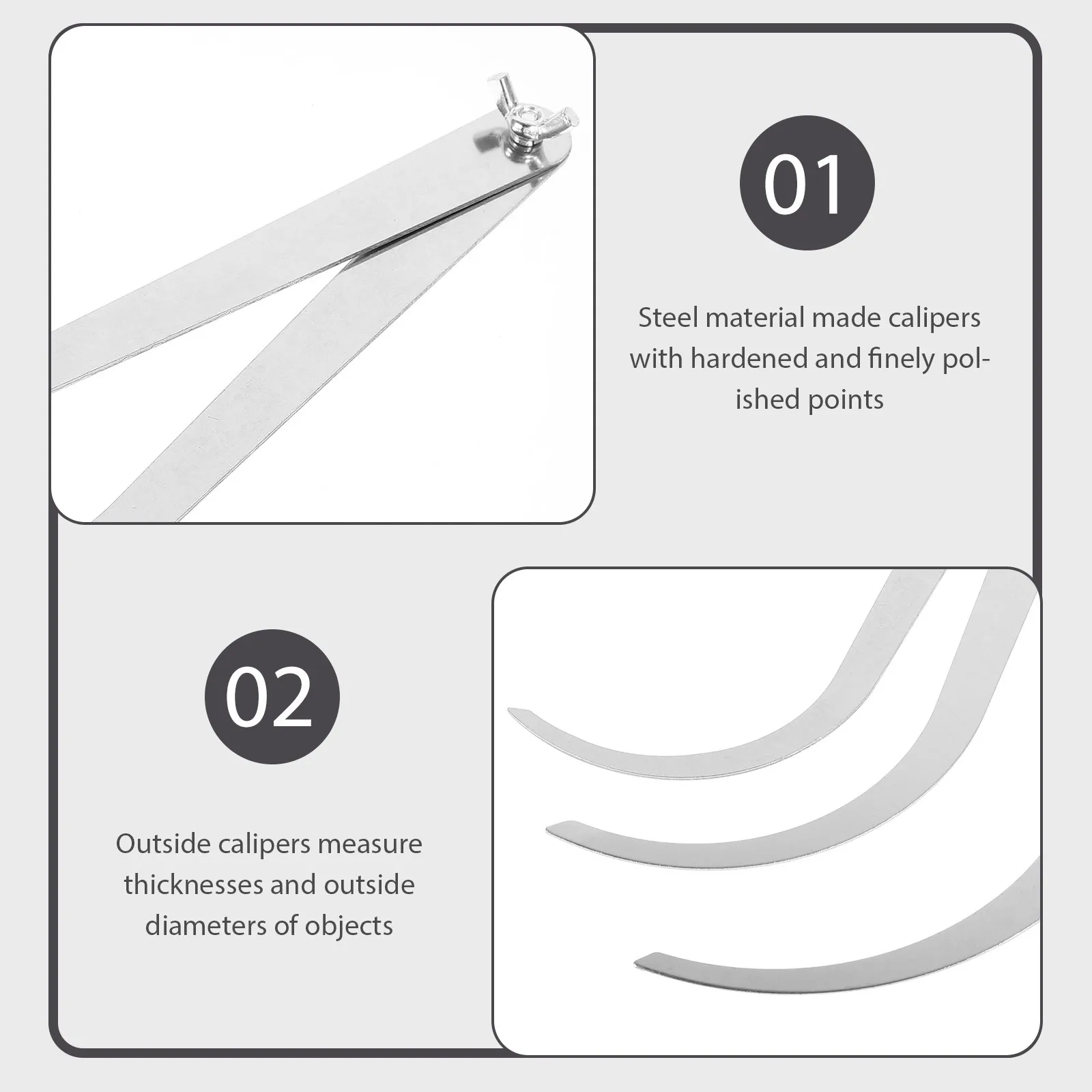 

3Pcs Outside Calipers Stainless Steel Hardened Polished Points Carving Craft Shaping Modeling Supplies Ceramic Sculpture