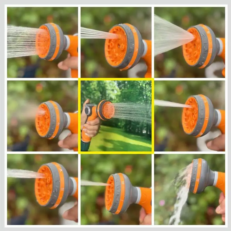 Garden Hose Spray Nozzle Water Pipe Sprayer High Pressure Hose Nozzle Leak Proof Handheld Garden Sprayer 8 Adjustable Spray