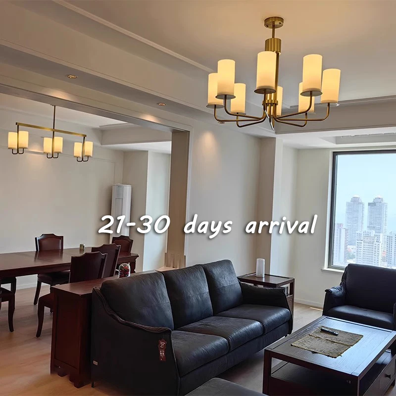 21-30 days arrival!Copper white Fabric light shade Gold Ceiling suspension chandelier,Lustre Dining Room home decoration, D80cm
