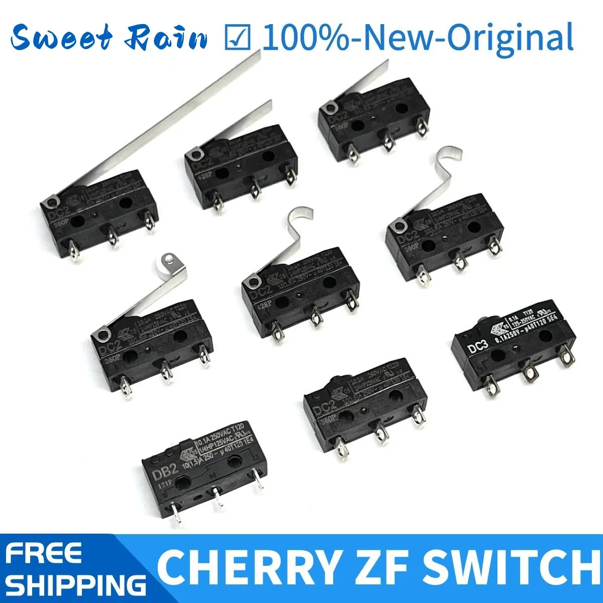 

original CHERRY ZF micro switch DB2 DC2 DB2C DC2C A1AA A1LA A1RB short/long/pulley/bent handle 10A 250V Waterproof and dustproof