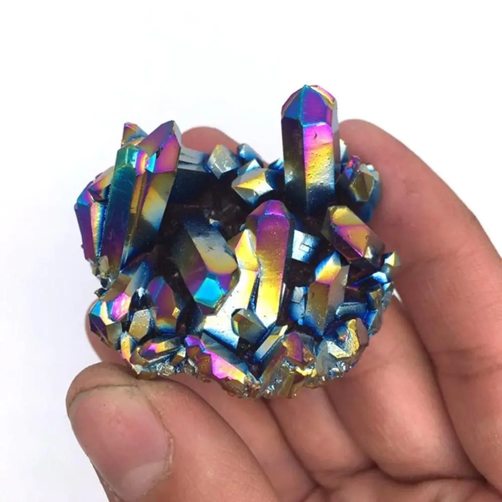 Healing Crystals Rough Grinding Quartz Rainbow Titanium Crystal Cluster Specimen Mineral Reiki Stone Stone Ornaments