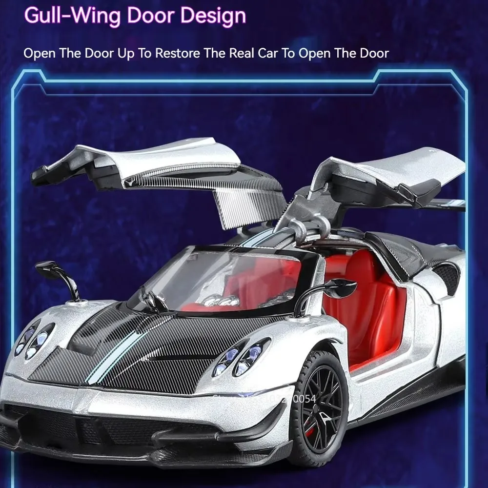 1:24 PAGANI Huayra BC Zonta Legering Miniatuur Model Speelgoed Diecast Autodeuren Geopend Geluid Licht Trek Voertuigen voor Volwassen Jongen Gift