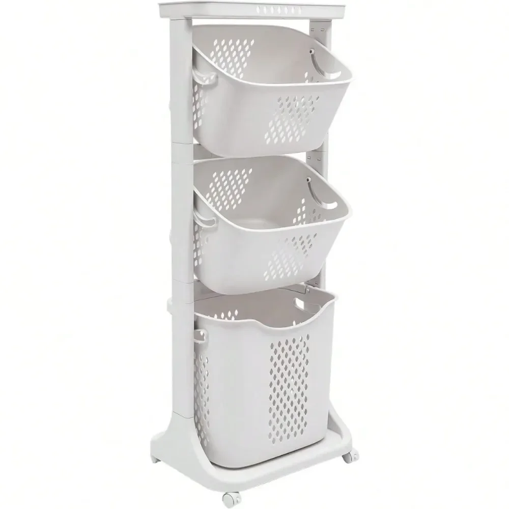 

Laundry Baskets Organization Storage Organization 3 Layer Laundry Hamper Basket Sorter With 4 Wheels Trolley Washing Basket For