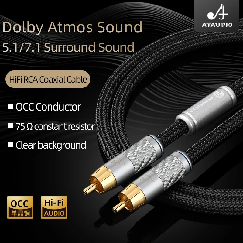 HiFi Coaxial สายสัญญาณเสียงดิจิตอล RCA ชายชาย Hi-end Dolby Atmos เสียง 5.1/7.1 SPDIF Coaxial สําหรับโฮมเธียเตอร์ TV AMP