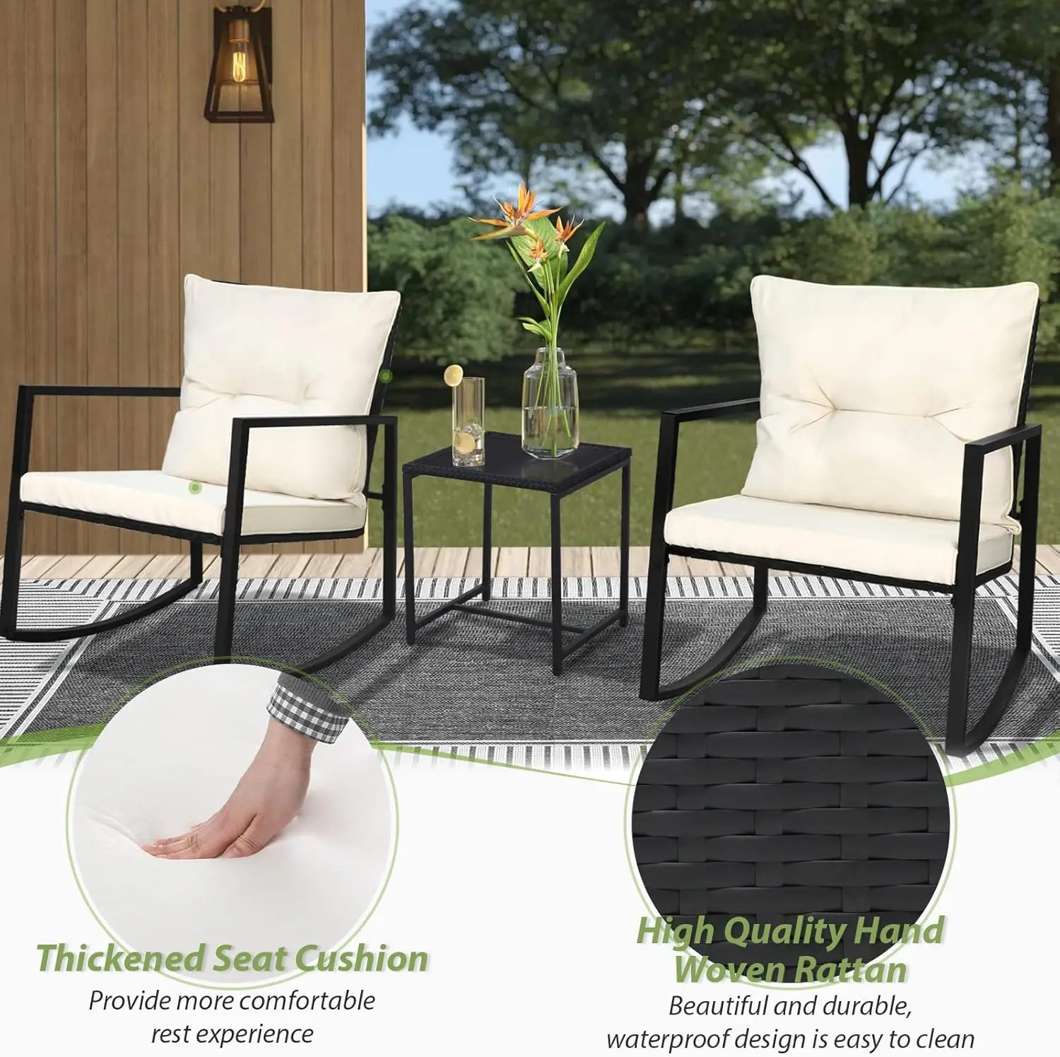 

-Горячая Распродажа, полиэтиленовый ротанговый металлический каркас, высококачественное кресло-качалка со столом для внутреннего и наружного сада, курортного отеля