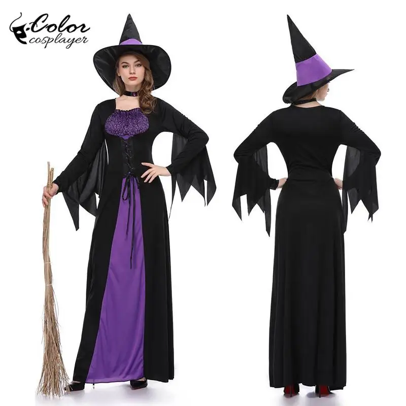 

Color Cosplayer Halloween Witch Dress Vampire Cosplay Costume Carnival Party Outfit Medieval Gothic Dress Up Adul Clothing