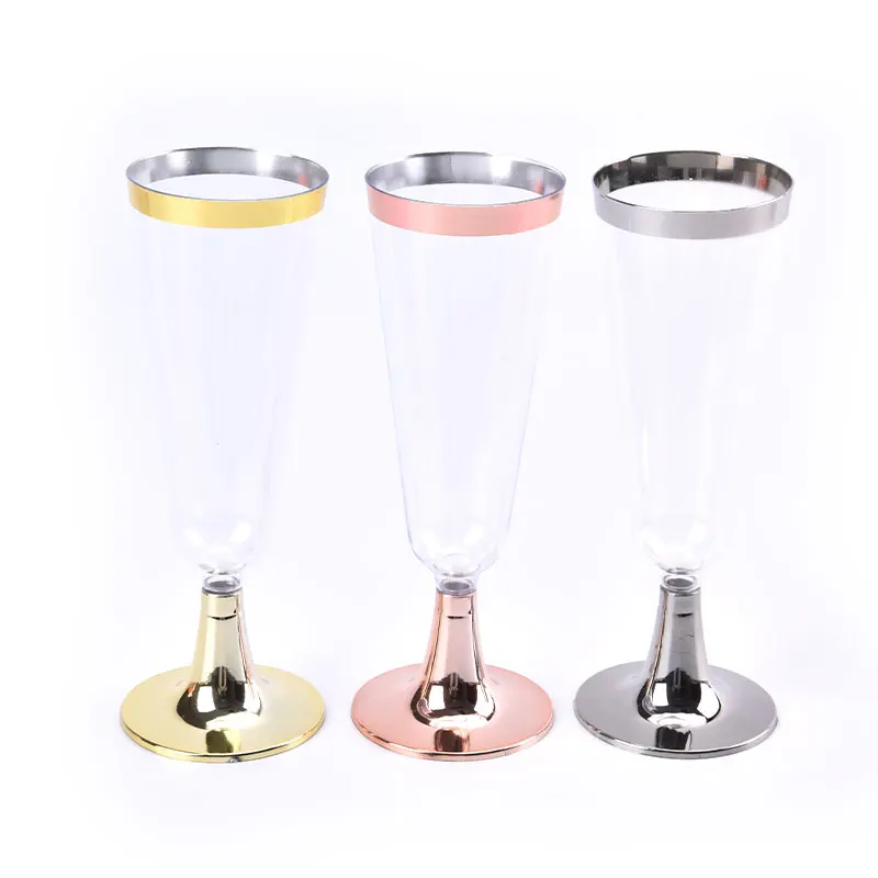 6Pcs/Set 150ML Disposable Red Wine Glass Plastic Champagne Flutes Glasses Cocktail Goblet Wedding Party Supplies Bar Drink Cup