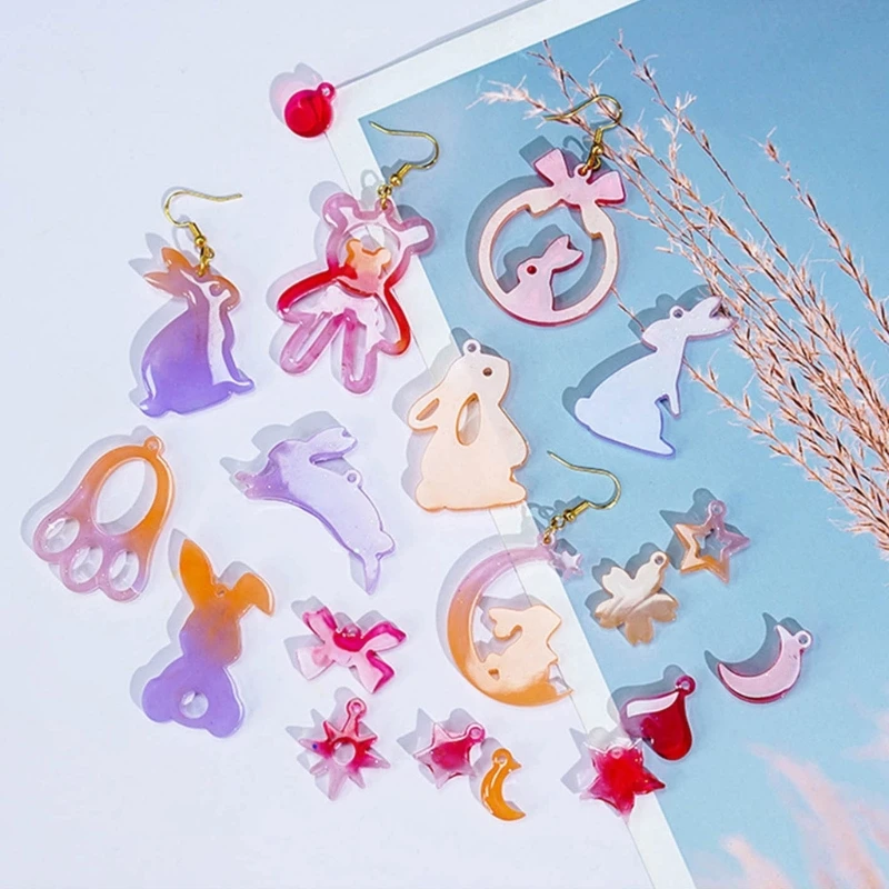 Earring Pendants Silicone Mold DIY Animal Rabbit Shaped Keychain Molds Craft Dropship