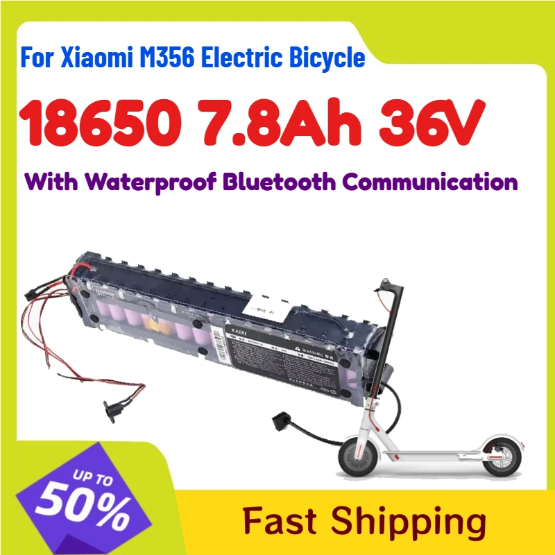 18650 7.8Ah 36V Electric Scooter Lithium Battery with Waterproof Bluetooth Communication for Xiaomi M356 Electric Bicycle