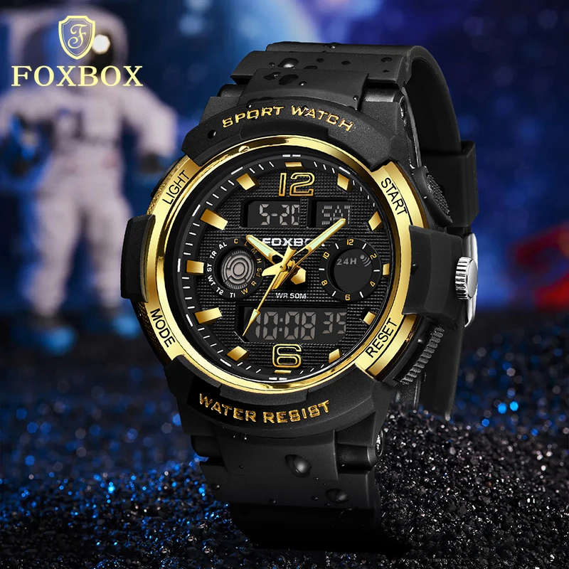 FOXBOX New Digital Mens Watch Fashion LIGE Brand Sports Watchproof Quartz Wristwatch Military Luminous Watches Men Reloj Hombre