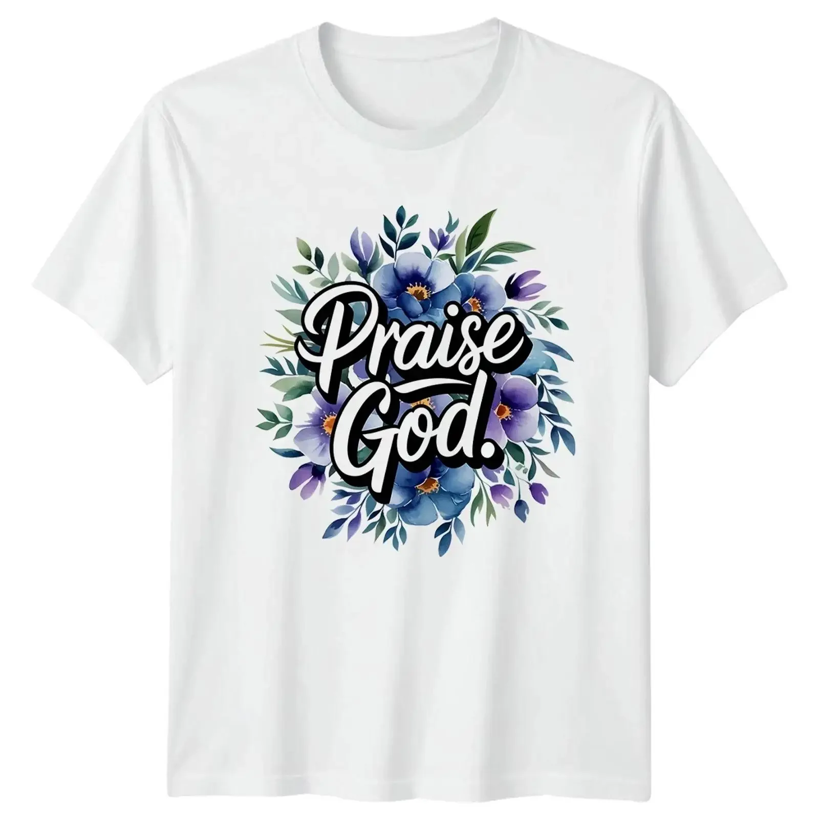 Camiseta Gotteslob para mujer, diseño floral acuarela, cristianismo, religión, fe, estilo vintage, ligeramente lavada, transpirable, con gráfico.
