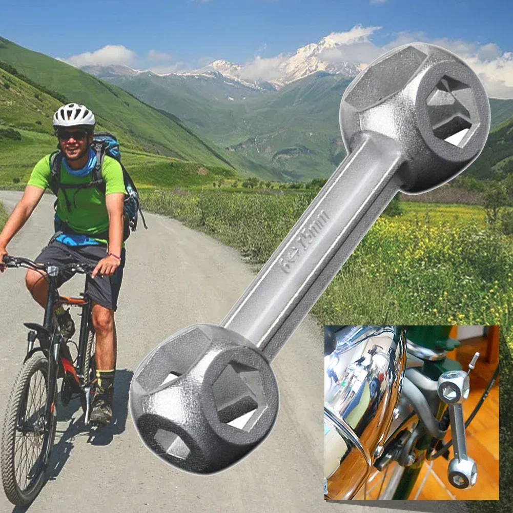 

Bicycle Wrench Wrench 10 Hexagonal Holes 1pc 9.5x2.2cm Aluminum Alloy Multifunctional Silver 12 15 Mm Brand New