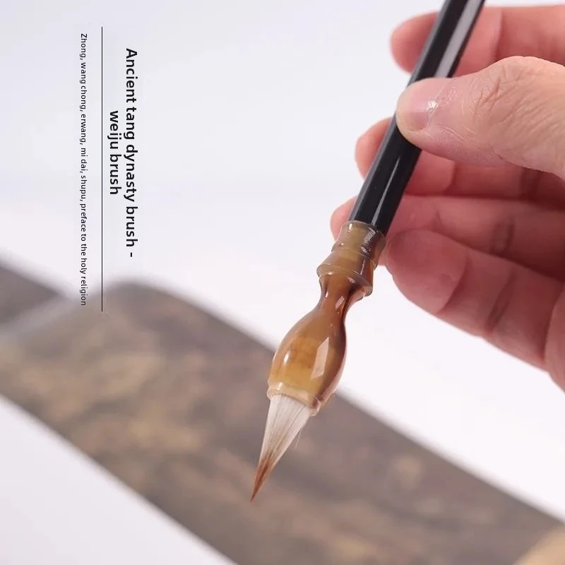 Portable Mini Calligraphy Weasel Hair Brush Pocket-Sized Calligraphy Brush for Small-Script Writing Chinese Brush for Outlining