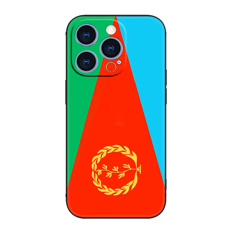 Eritrea Flag Phone Case For Apple iPhone 14 13 12 Mini 11 Pro XR X XS MAX 6S 7 8 Plus 5S SE 2020 2022 Black Cover