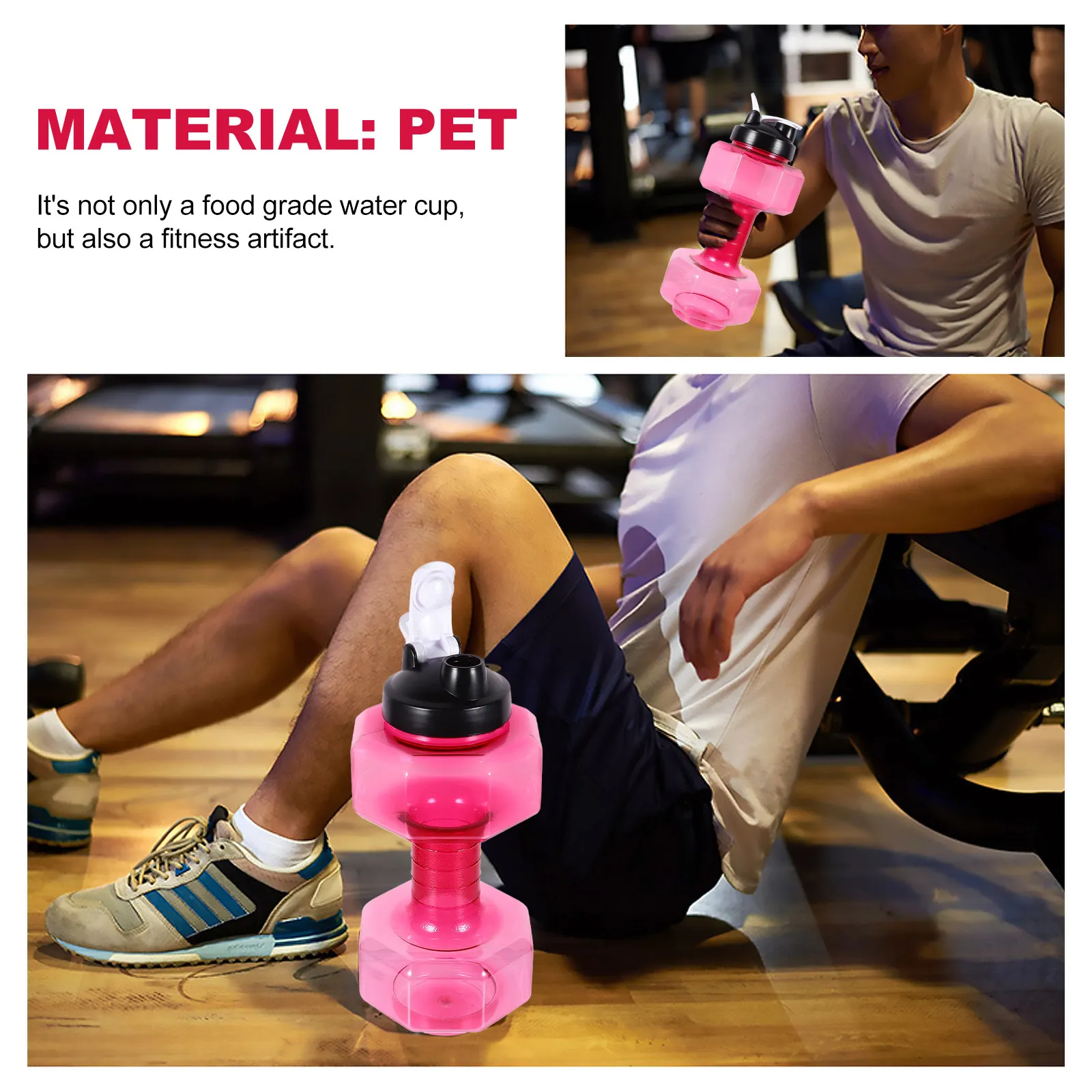 

Спортивная бутылка для воды в форме гантели, 1 шт., креативная, легкая, портативная, для фитнеса, тренировок в спортзале, упражнений для мышц рук