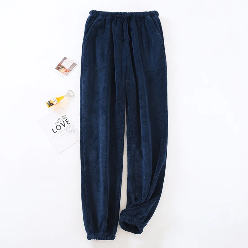 Sleeping Pants For Men Autumn Winter Flannel Warm Sleepwear Plush Coral Velvet Home Pajama Pants Man Thicken Pyjama Trousers