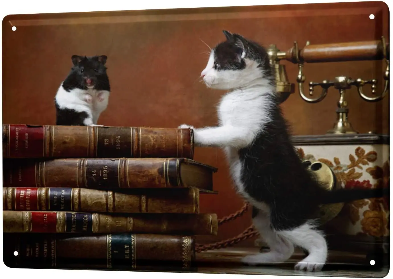 LEotiE SINCE 2004 Tin Sign Metal Plate Decorative Sign Home Decor Plaques 30 x 40 cm Cat Kitten Hamster sign