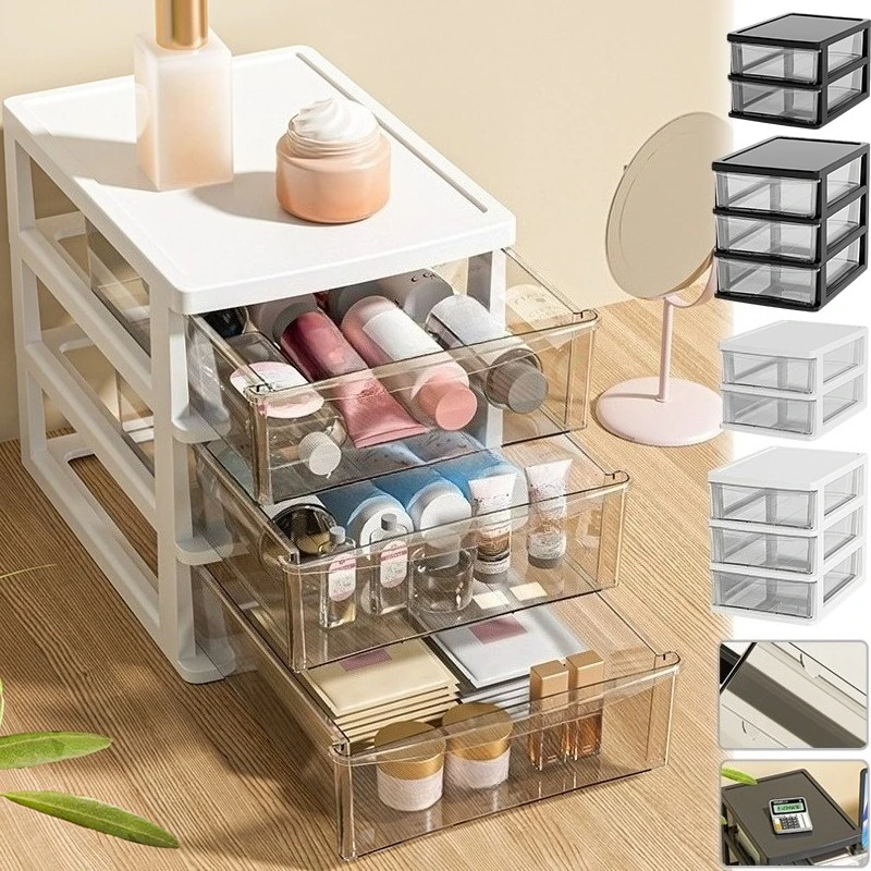 

Clear Desk Storage Box Large Capacity Office Cosmetic Drawer Organizer Space-Saving Heightened Table Organizerboîte De Rangement