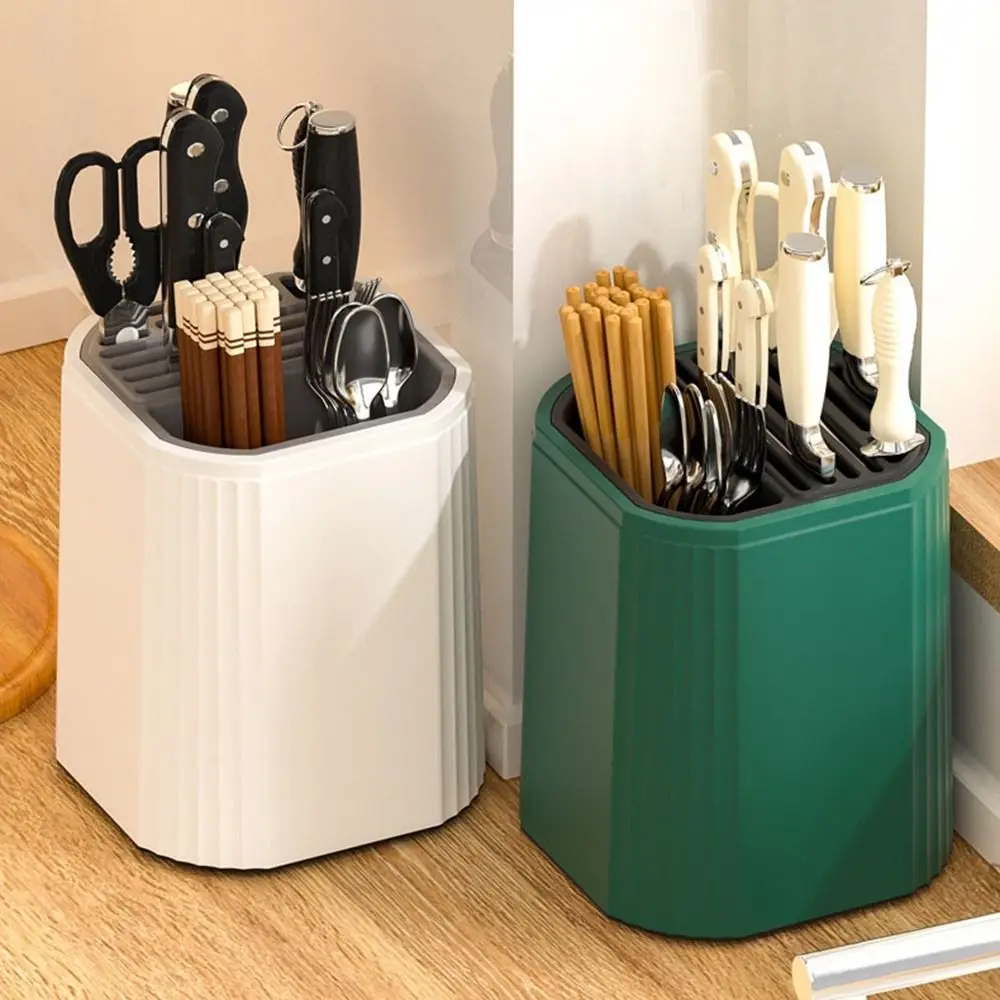 Plastic Rotating Cutter Holder Removable Reliable Cutter Storage Rack Large Capacity with Drip Tray Kitchenware Storage Box