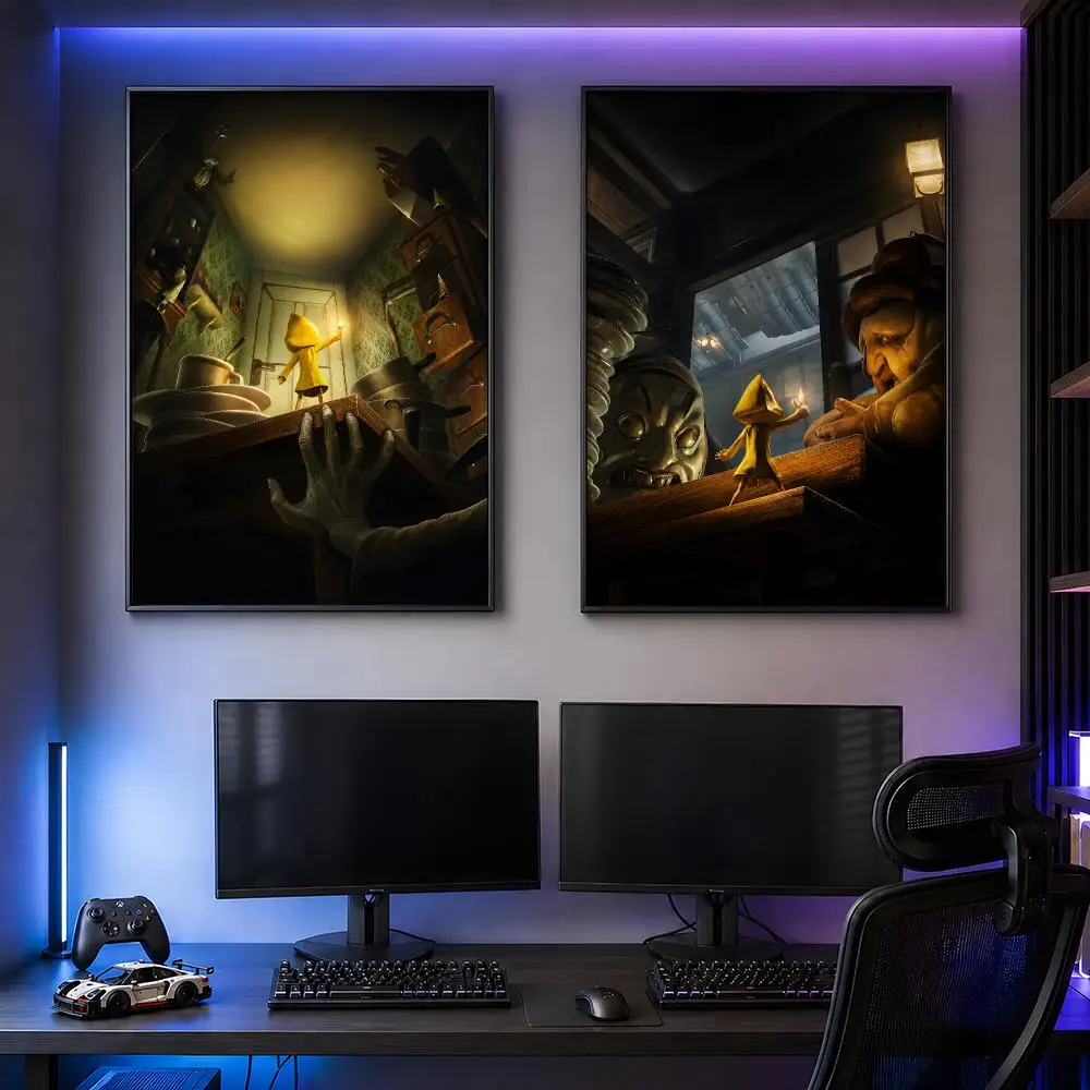 Game L-Little Nightmares Horror Puzzle Adventure Poster PP Self Adhesive Decorative HD For Garage Gaming Room Living Room Gift