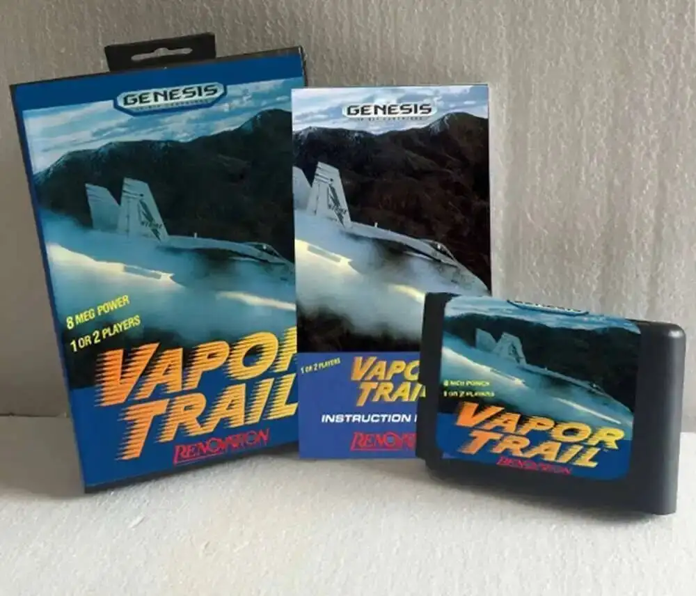 Vapor Trail With US Box And Instruction Manual 16Bit MD Video Game Card For Sega MegaDrive Genesis Consoles