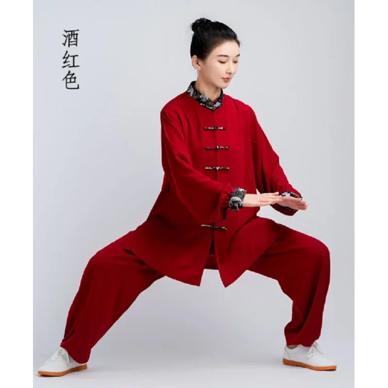 

2026 New Women's High Quality Cotton Linen Tai Chi Kung Fu Suit Chinese Style Martial Arts Performance Costume Jacket Pants Sets